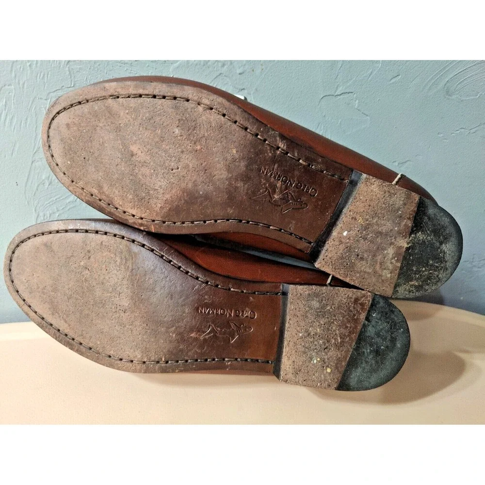 Greg Norman Made in Indonesia Mens Brown Leather Oxford Loafers Shoes Size 9.5 M